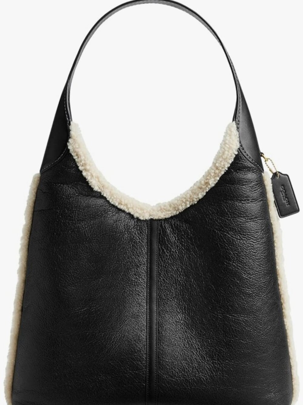 Coach Brooklyn Large 39cm Leather & Shearling Hobo Shoulder Bag in Black, NWT